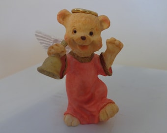 Figura vintage de osito ángel navideño con campana "Teddy Angel Babies" - Osito ángel vintage - Osito ángel navideño - Osito ángel coleccionable