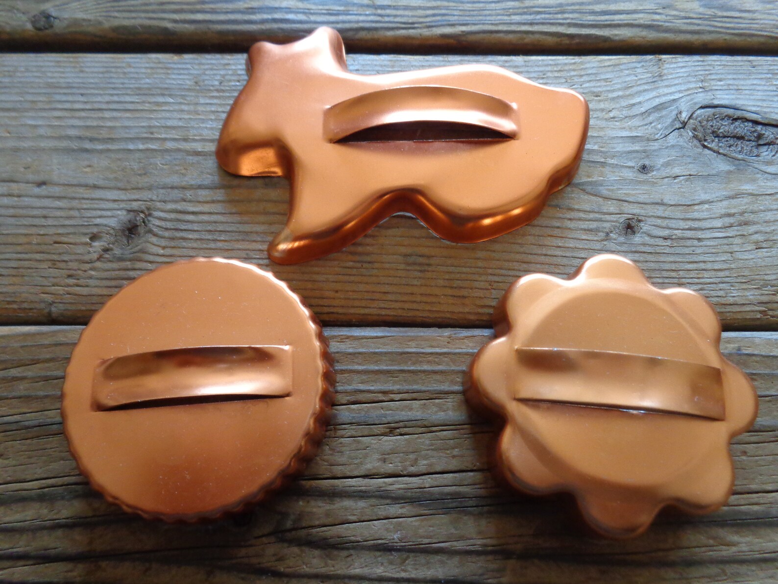 Vintage Copper Coated Cookie Cutters With Handles Set Of 3 Etsy