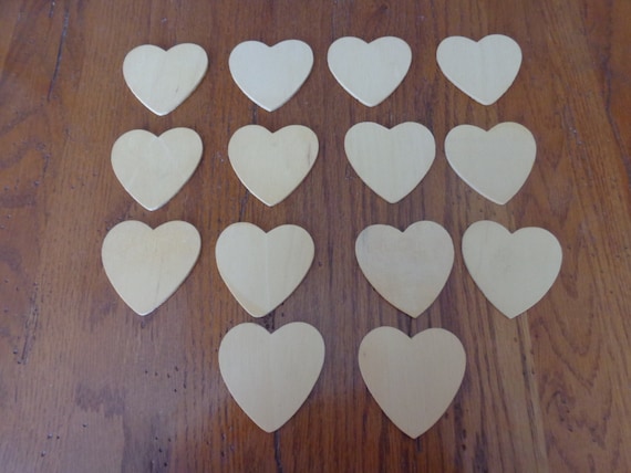 Lot of 6 Large 4 3//4/" Unfinished Wood Heart Cutouts