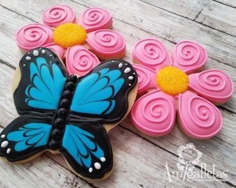 Flowers and Butterflies Cookies - 1 dozen