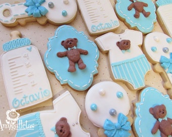 Teddy Bear Baby Shower Cookies - 1 dozen