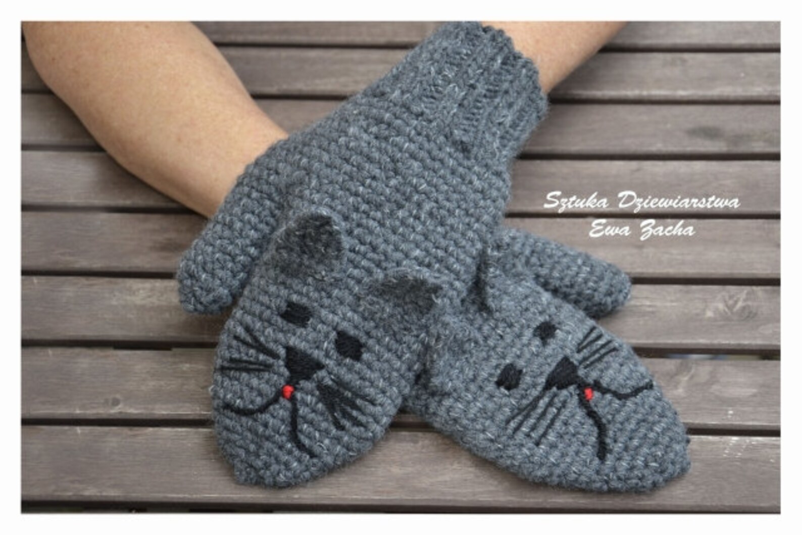 Dark Grey Cat Mittens Crochet Mittens Cat Gloves Animal Etsy