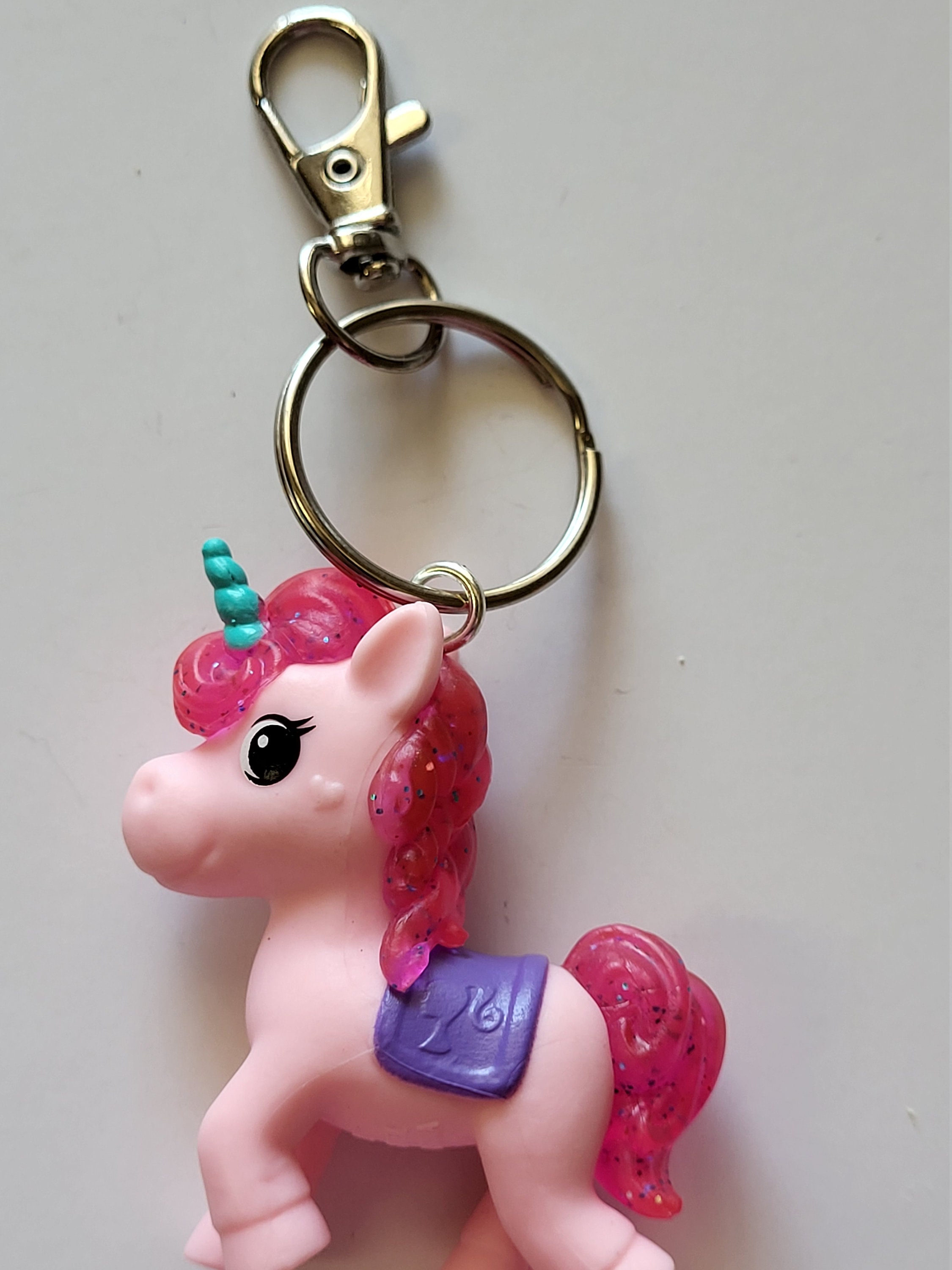 Set of Adorable Matching Unicorn Best Friends Silver Keychains Pink