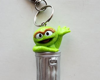 Green trash monster/  Keychain/Beadiebracelet