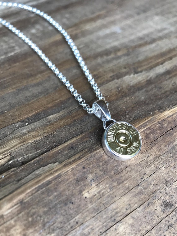 Items similar to Authentic Ammo Necklace. Bullet Pendant. Sterling