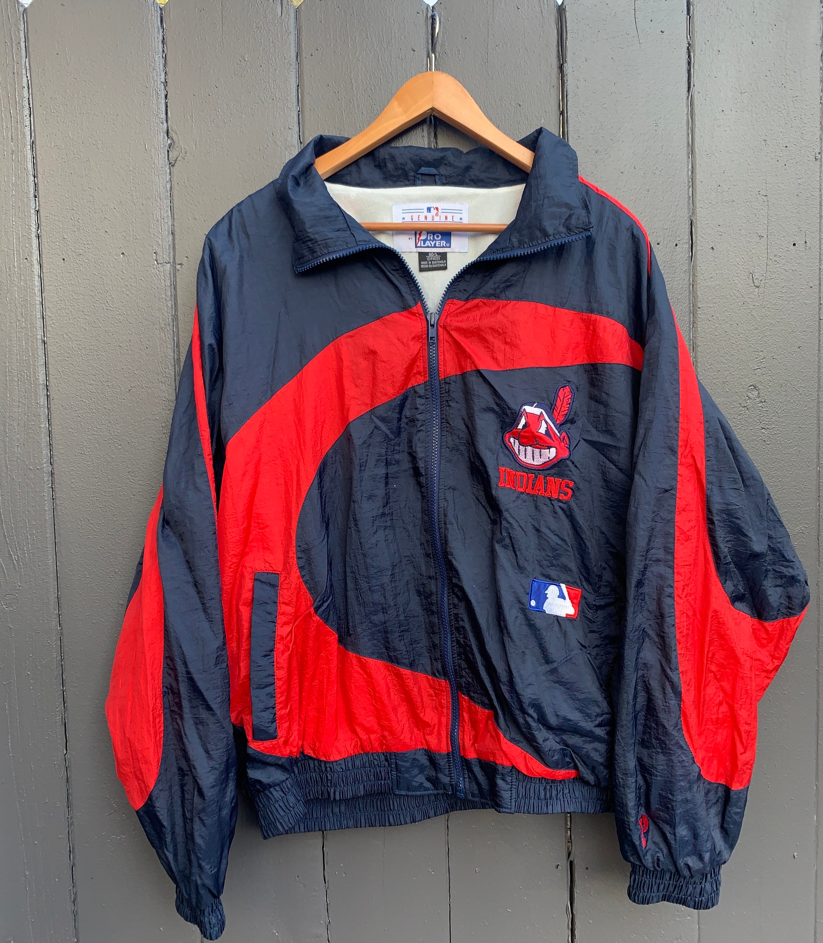 Vintage Pro Player Cleveland Indians Pullover Windbreaker Jacket MLB Large L