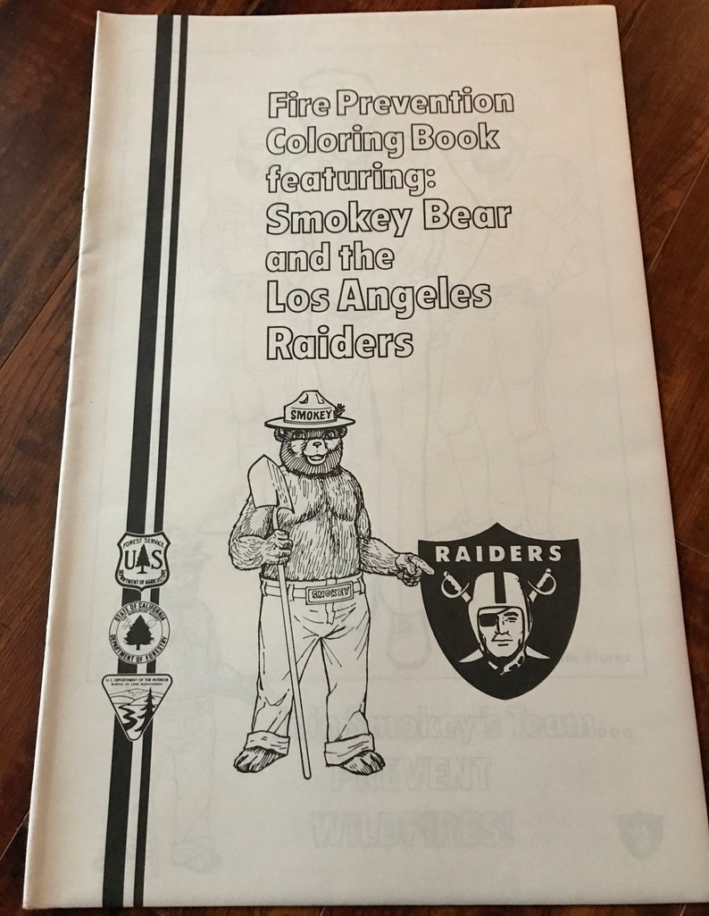 1988 Smokey the Bear / Los Angeles Raiders giant coloring Book image 1