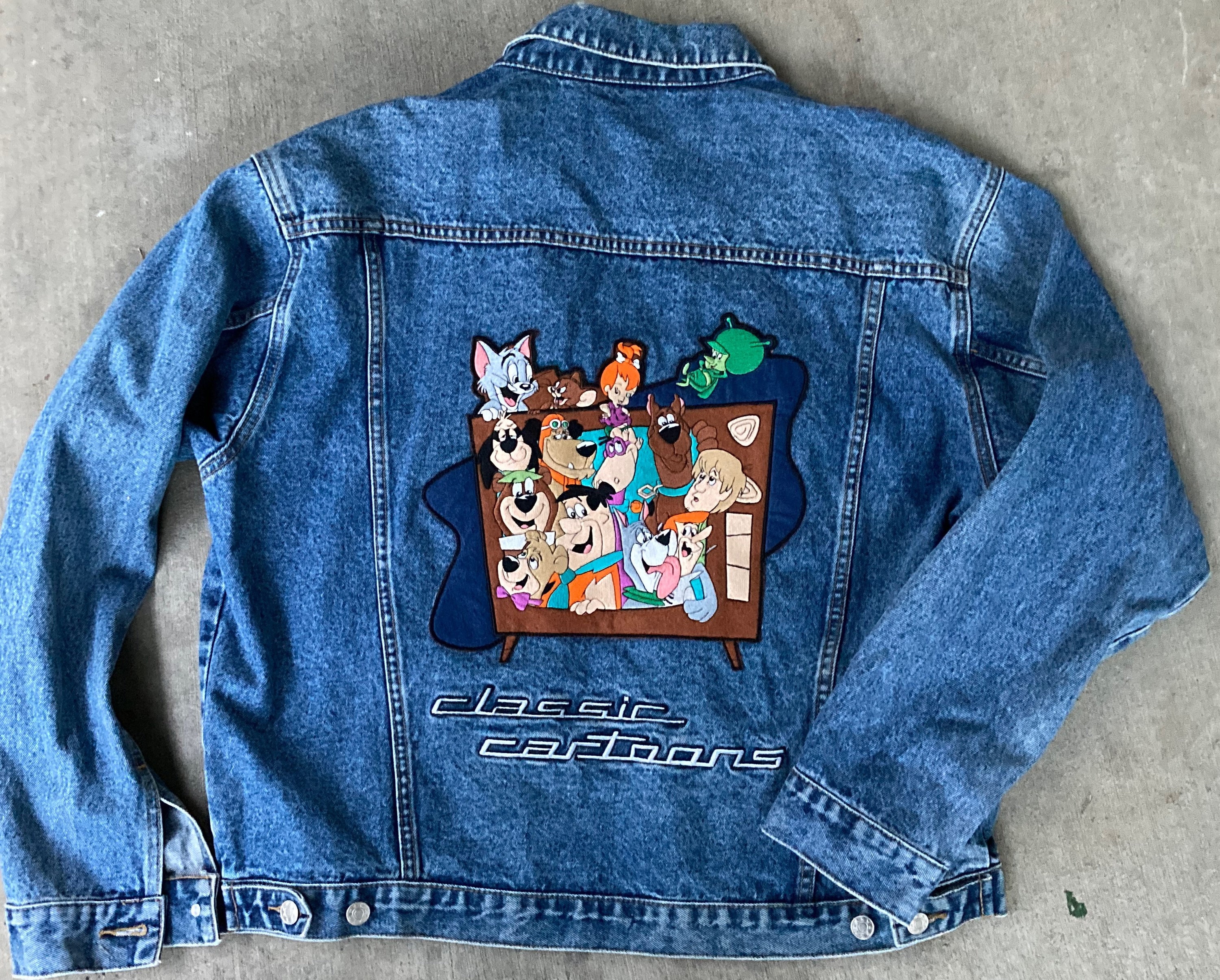 Vintage Unisex Classic Cartoons Denim Jacket Large - Etsy Vintage Unisex Classic Cartoons Denim Jacket Large - Etsy