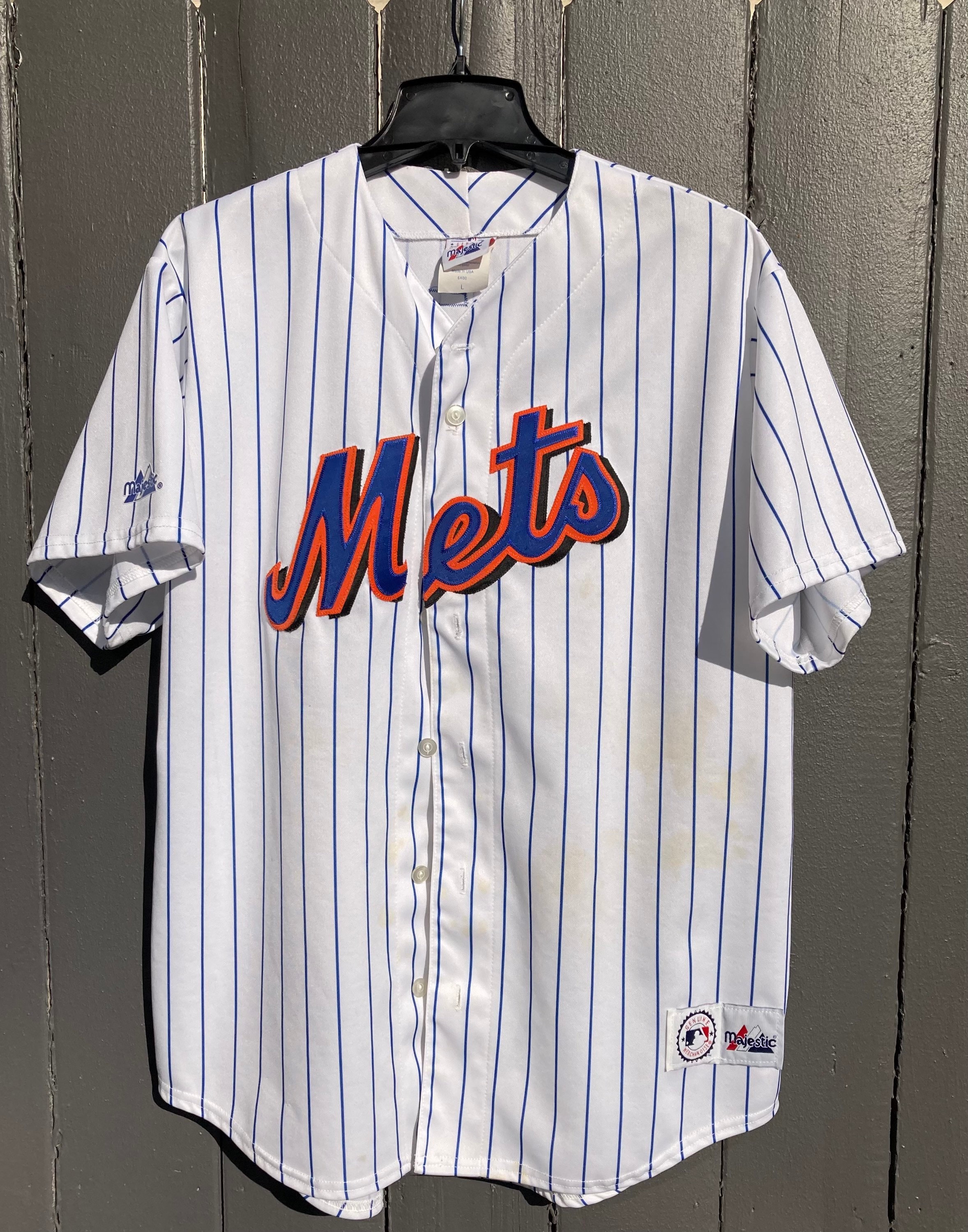 VINTAGE AUTHENTIC NEW YORK METS MLB BLANK GREY MAJESTIC JERSEY 52 (2XL)  SEWN!