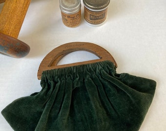 Vintage mini purse with wood handles