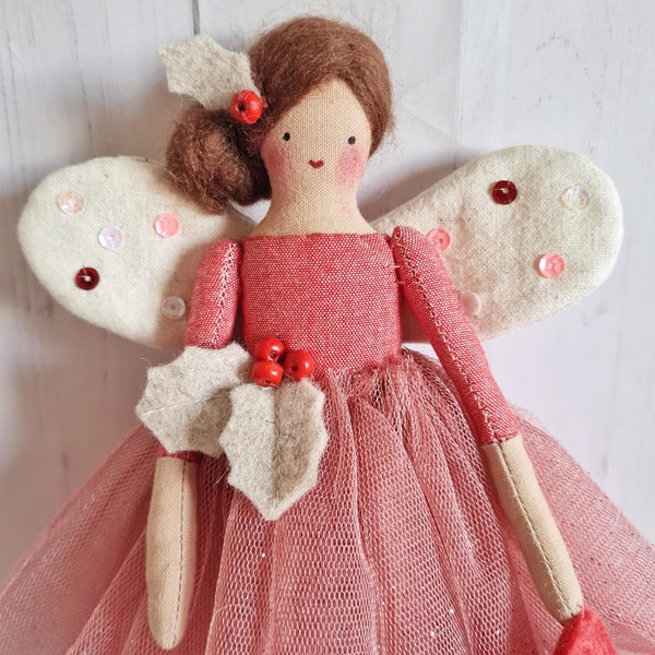Handmade Christmas fairy angel doll - tree topper or decoration
