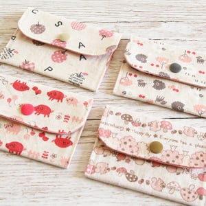 Handgemachtes süßes Mini Etui aus Baumwolle für Karten – Kleines Münztäschchen aus Stoff – Geschenkkarten Etui – Japanisches Kawaii