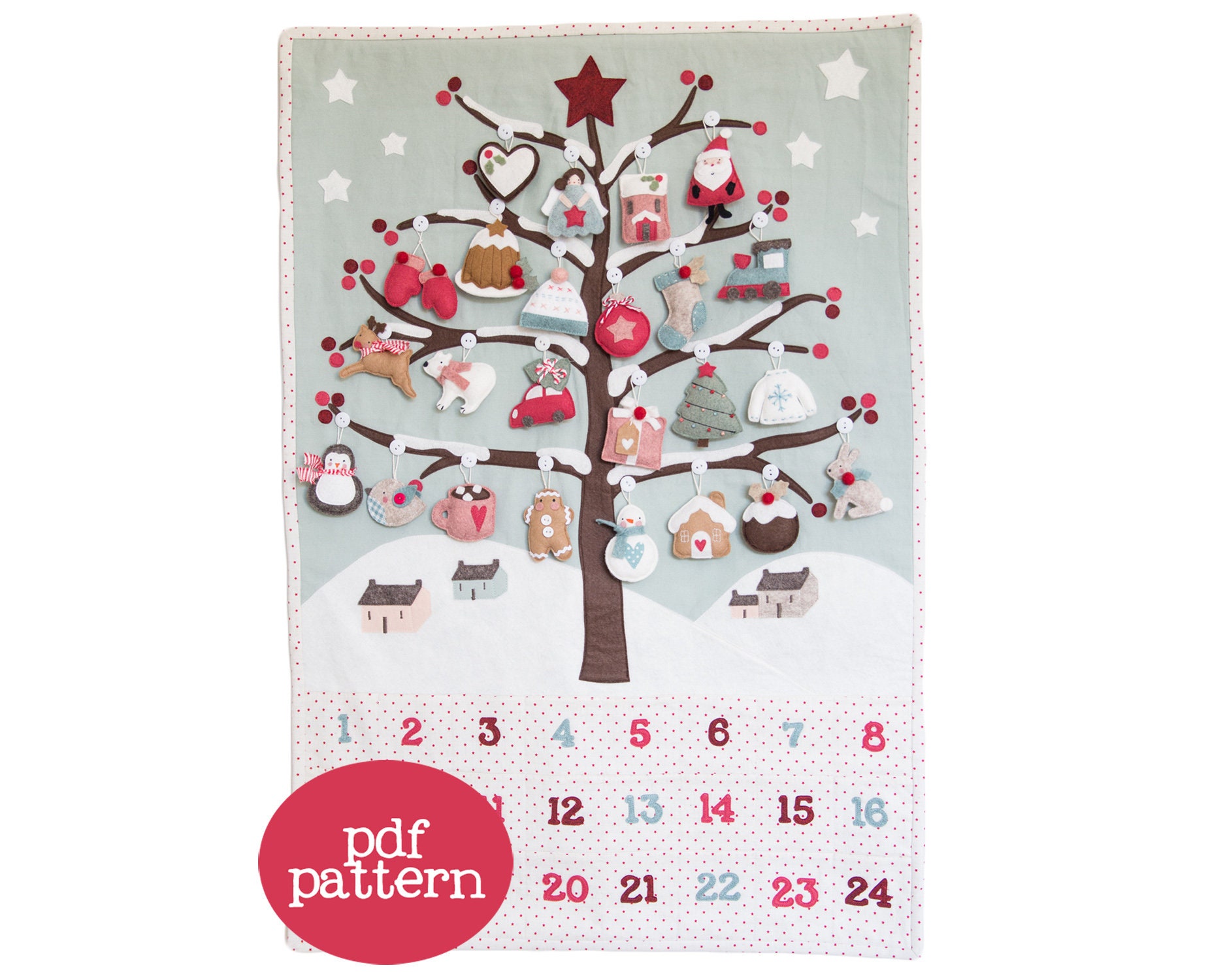 Pdf Pattern cartamodello Winter Wonderland Advent Calendar Etsy