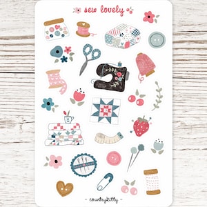 Sew lovely - süsses mattes Stickerbogen - zum nähen, Patchworken, Quilten und Basteln - Journaling, Planer, Bullet Journal, Scrapbook, Tagebuch