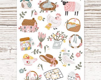 New beginnings - cute matte sticker sheet with all things spring and Easter - journaling, planner, bullet journal, scrapbook, diary
