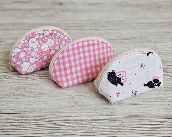 Quilted MINI Dumpling Pouch – Handmade Zipper Coin Purse, Small Makeup Bag,Travel Pouch for Jewellery, Lip Balm, Earbuds, Hair Accessories