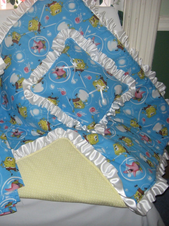 Spongebob Squarepants Blue Print Comforter Pillow Set Etsy