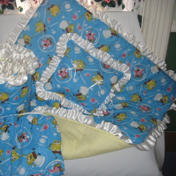 Spongebob Squarepants Blue Print Comforter Pillow Set Etsy