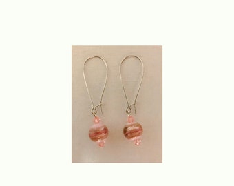 Pink glass bead with rose crystal Swarovski beads.