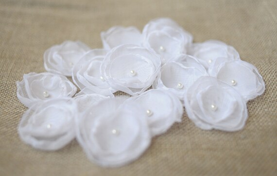 15 pcs white wedding roses organza rose wedding flowers | Etsy