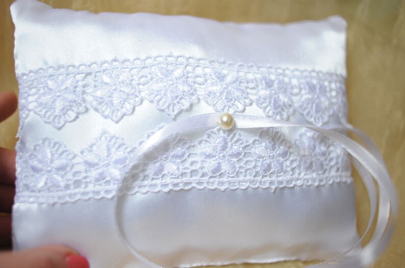 Wedding Ring pillow lace pillow ring white pillow ring Lace Etsy