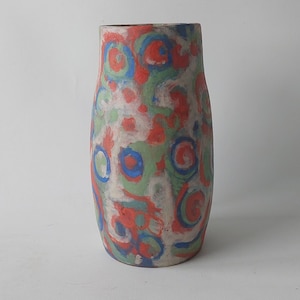 Colourful matted glazed studio vase