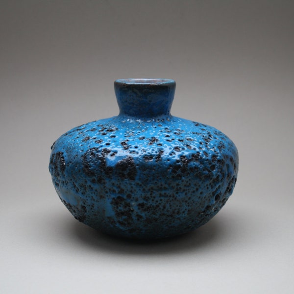 Bright blue Fat Lava vase by Gräflich Ortenburg