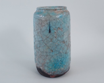 Pieter Groeneveldt blue crackled glazed studio vase