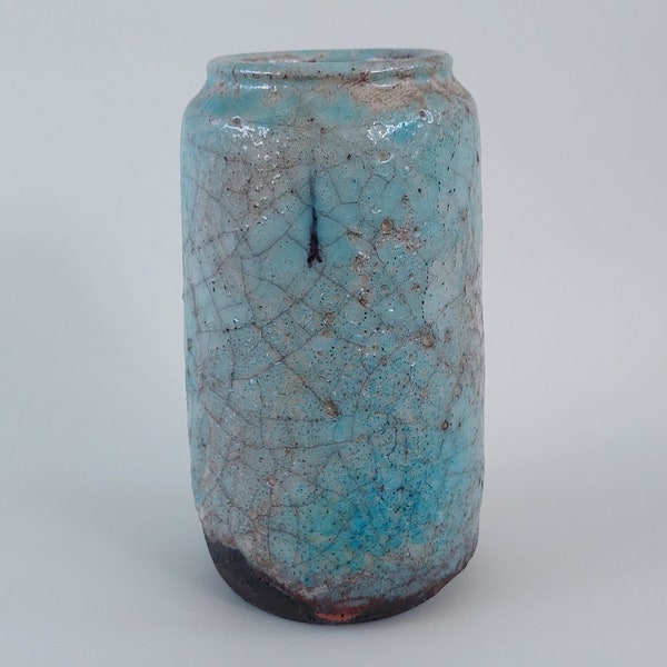 Pieter Groeneveldt blue crackled glazed studio vase