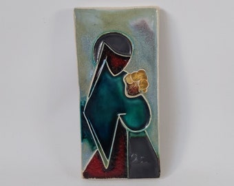 small 1950s Helmut Schäffenacker Madonna wall tile