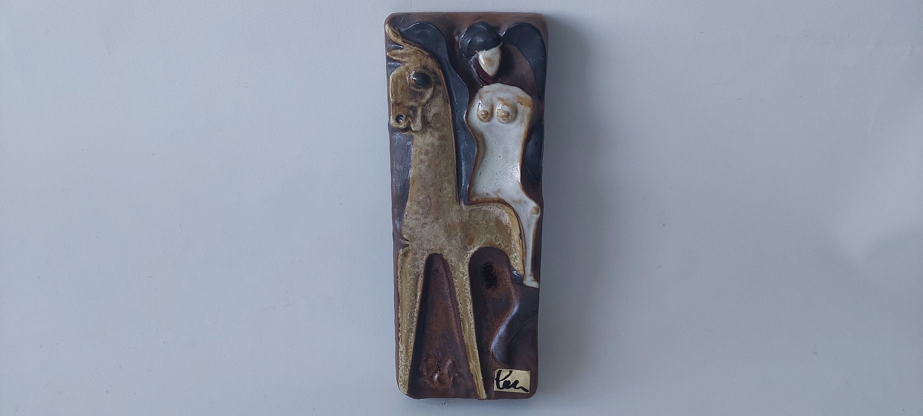 small 1960s Helmut Schäffenacker Horse Rider wall tile