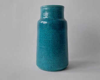 heavy weighted Pieter Groeneveldt blue crackled glazed studio vase