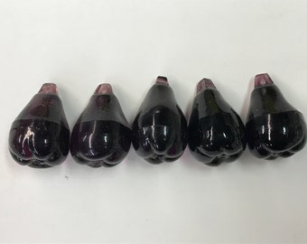 Five (5) New Old Stock 1 5/8" (40mm) Amethyst Crystal Pears (many lots available).