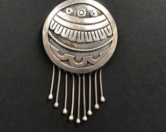 Vintage Mexican Sterling Brooch or Pendant Maricela Taxco