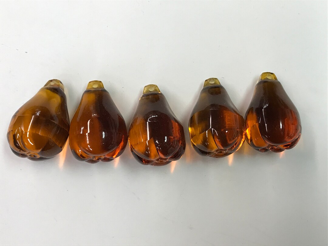 P 10 Lot of 5 Vintage Amber Crystal Pear Prisms (40mm) - Etsy