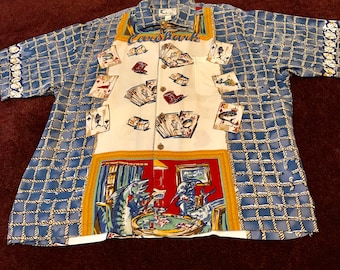 Bluewater Vintage Card Shark Hawaiian Shirt Medium