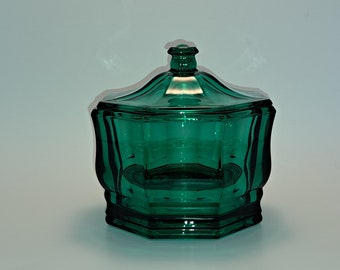 Indiana Glass Teal Green Concord Candy Dish with Lid