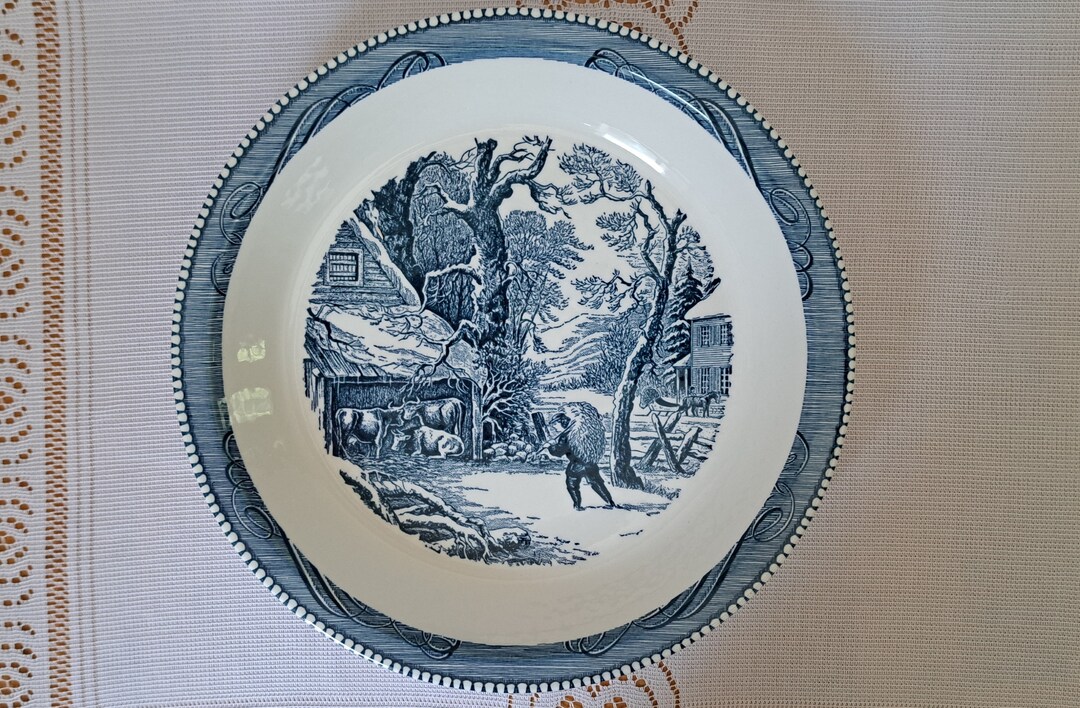 Currier and Ives Pie Plate Royal China snowy Etsy