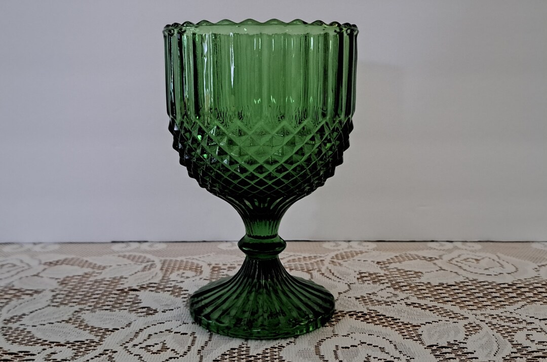 Imperial Glass Green Goblet Pedestal Candy Dish Mid Century 1950's Era ...