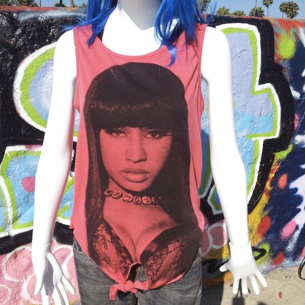 Nikki Minaj Tank Top MEDIUM Sexy Tie Up Tank