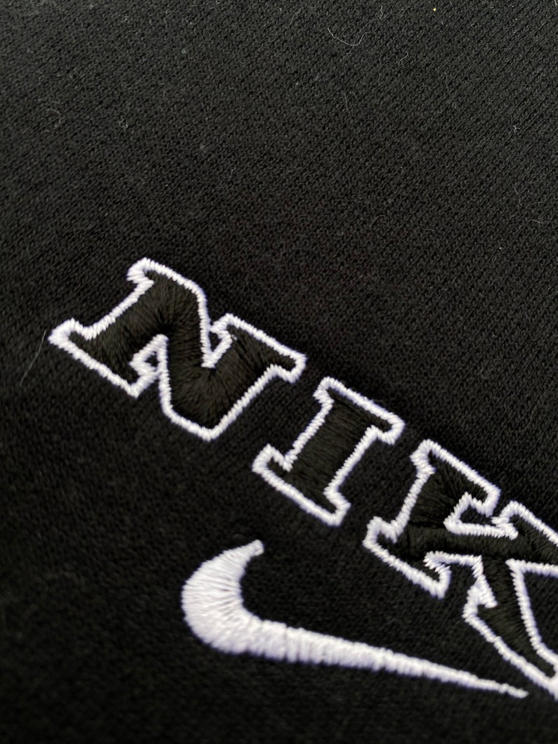 Handmade Logo Design Black vintage logo nike embroidered crewneck