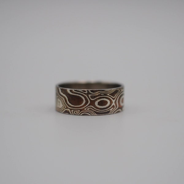 Mokume Gane Ring Band: Silver and Copper, Medium Width