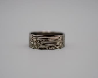 Mokume Gane: Silver, Copper, and Shibuichi Medium Ring