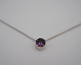 Alexandrite Bezel Setting Silver Pendant Necklace