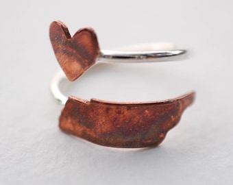 Tennessee Heart Love Twist State Ring (Sterling Silver & Copper TN Ring)