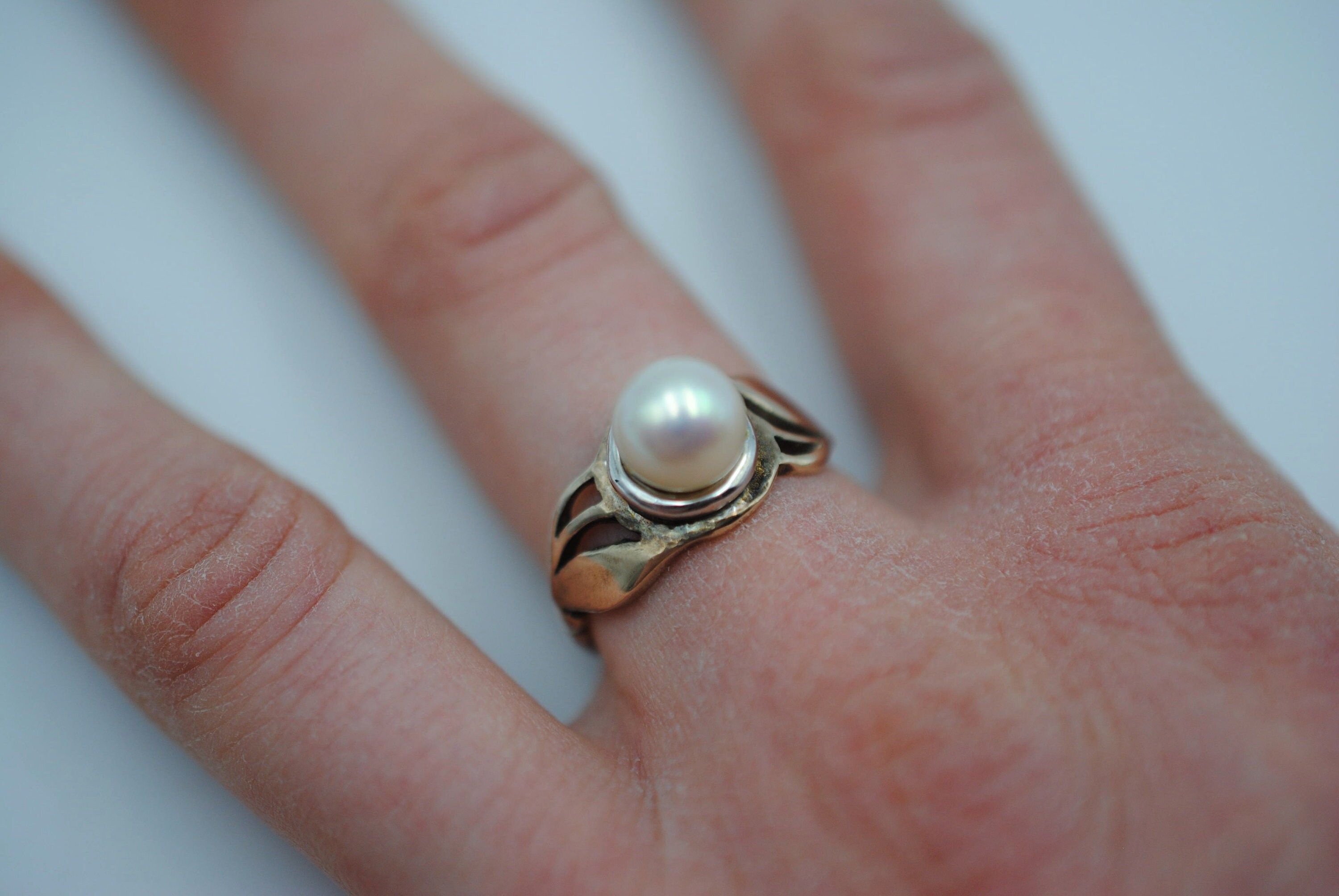 Two Tone Pearl Ring Etsy Australia