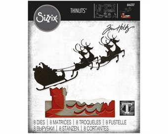 Reindeer Sleigh Thinlits Dies 666337 - Sizzix - Tim Holtz