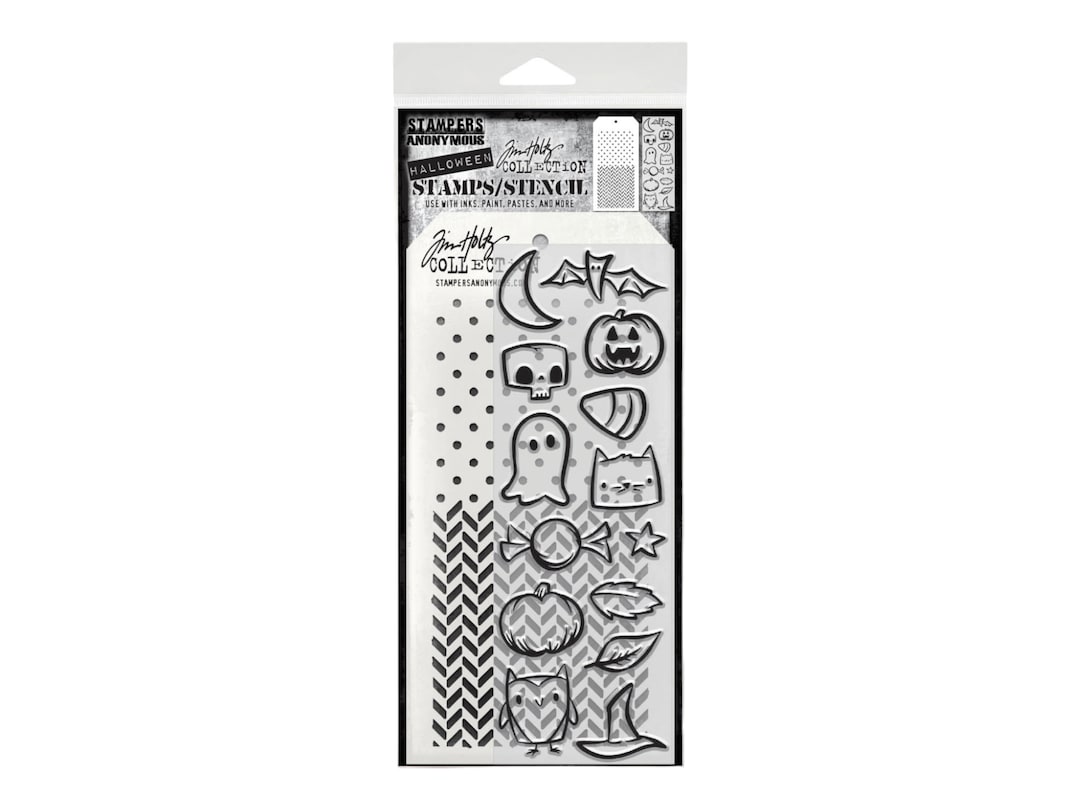 Stampers Anonymous/tim Holtz Clear Stamp and Stencil Fun Etsy