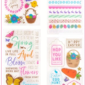 Craft Smart Value Pack - Hello Spring - Set of 4 Clear Stamp Sheets - 73 pieces
