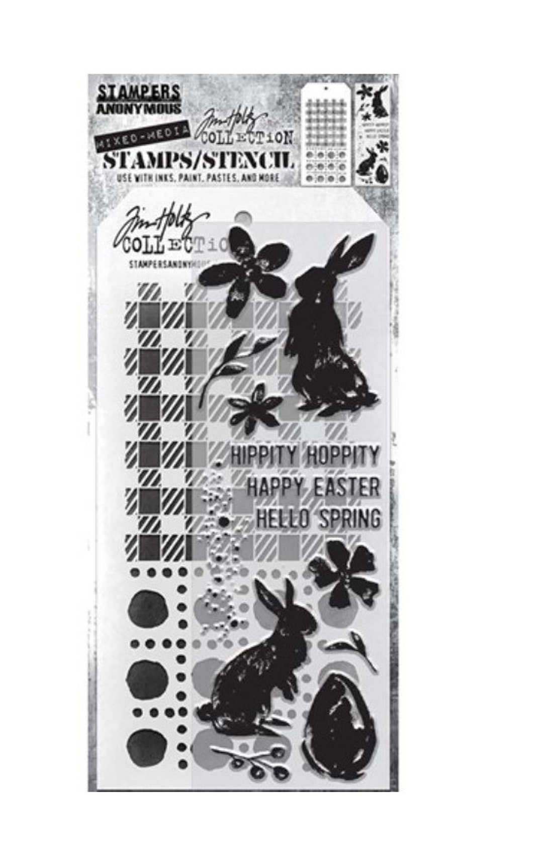 Stampers Anonymous/tim Holtz Clear Stamp and Stencil Hello Spring